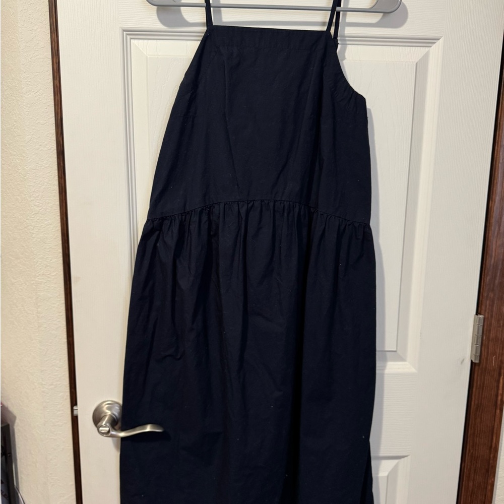 LOFT Black Tiered Halter Midi Sundress